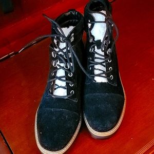 Time & Tru Black Fleece Combat Boots